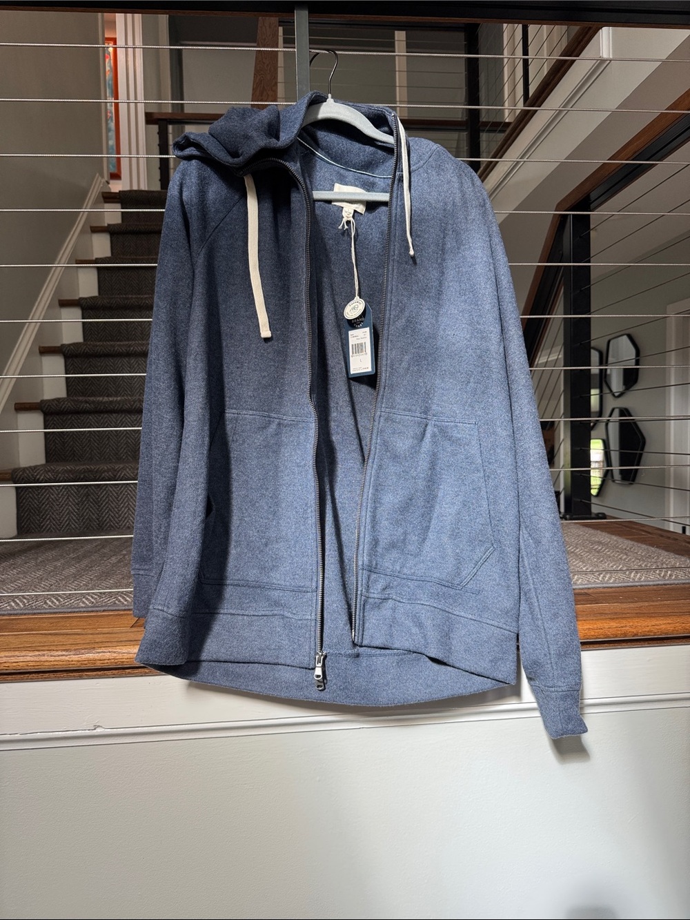 Surfside Supply Men's Cashmere Hooded Zip Sweater - Navy Blue - L